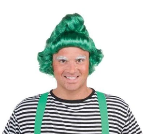 Peluca Verde Caramelo Fábrica Wonka Trabajador Pelo Sintético Elfo Peluca Comic Con Personaje - Imagen 1 de 1