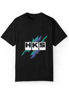 Men's HKS Graphic Cotton T-Shirt - Casual Round Neck Tee with Stretch, Black wit - Picture 1 of 6