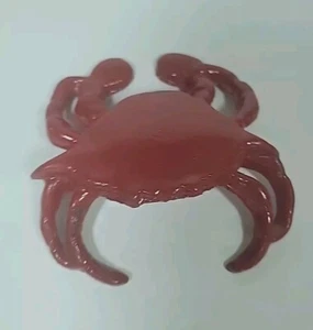 Vintage Collectible Cast Iron Red Crab Paperweight 3 1/2" x 3" Beach Cute - Picture 1 of 6