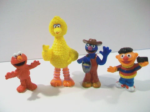 Sesame Street PVC Figure Lot, Big Bird, Ernie, Elmo, Farmer Grover, Vintage Cover