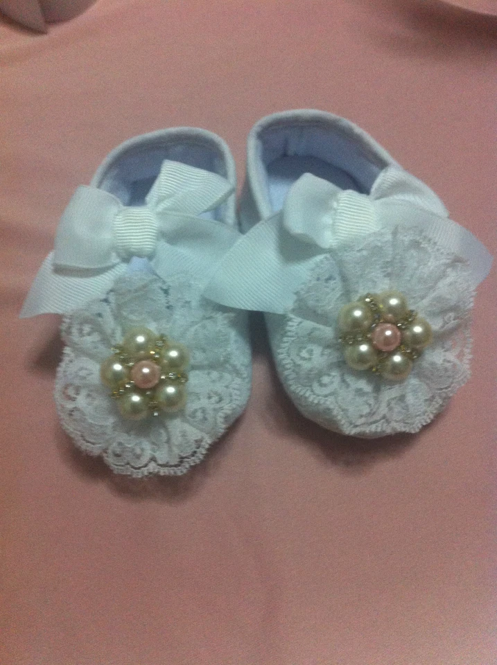 Scarpe neonata per battesimo/Scarpine bianche neonata/Scarpette neonata N18 - Immagine 1 di 1