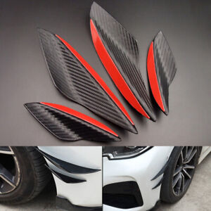 4pcs Universal Carbon Fiber Car Front Bumper Spoilers Splitter Canards Valence
