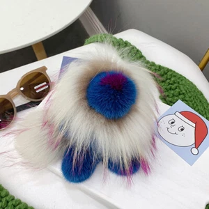 Cute Real Mink Fur Lion Pompom Ball Bag Charm Keyring Pendant Kids Toy Gift - Picture 1 of 4