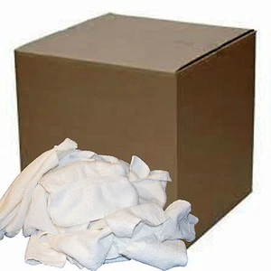 25 Lb. BOX COTTON WHITE TERRY CLOTH CLEANING TOWELS JANITORIAL PLUMBERS RAGS - Picture 1 of 8