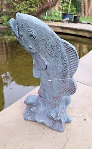Garden Gift FISH Fishing Pond Statue Aluminium 30cm Outdoor FATHERS DAY - Picture 1 of 7