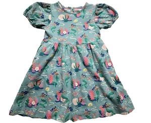 MINI BODEN Girls Mermaid Dress Size 3-4Yr Green Puff Sleeves 6-13 - Picture 1 of 7