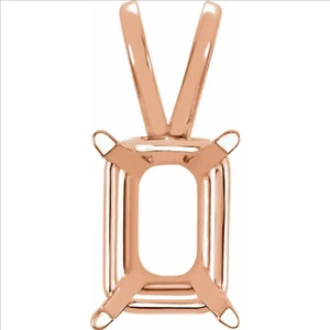 6mm x 8mm Emerald Cut 14k Rose Gold Basket 4 Prong Pendant Setting Mount USA - Picture 1 of 2