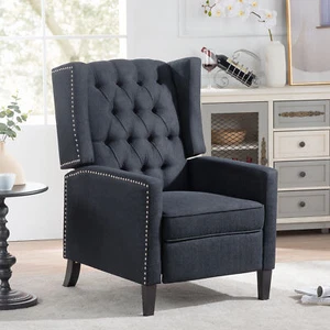Wingback Manual Recliner Chair Single Sofa Home Theater Seating Bedroom Black US - Picture 1 of 9