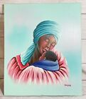 Kasper African Mother & Child Original Oil on Canvas 20” x 24”