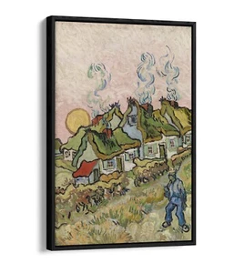 VINCENT VAN GOGH, HOUSES AND FIGURE -FLOAT EFFECT FRAME CANVAS ART PRINT - Picture 1 of 12
