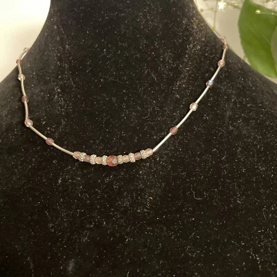 lia sophia necklace sliver tone and crystal - Image 1 of 4