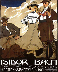 POSTER ISIDOR BACH MUNCHEN CLOTHING GERMAN MOUNTAINEERS VINTAGE REPRO FREE S/H