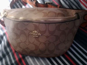 COACH Signature Belt Bag/ Brown Khaki Saddle Bag - Picture 1 of 2
