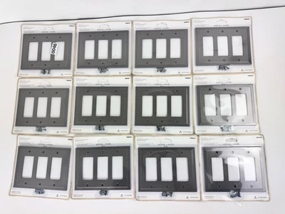 Lot Of 12 ALLEN + ROTH 6.75" X 5" TRIPLE WALLPLATE BRUSHED NICKEL FINISH#4896594 - Image 1 of 4