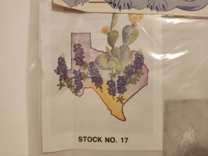 Vintage Large Texas Iron-On Transfer 1990s State Flower Cactus Plant Purple NOS - Picture 1 of 4