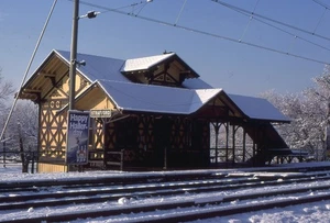 Strafford Chester Co. PA PRR Railroad Depot Slide 1976 ¡Escena de invierno! - Imagen 1 de 1