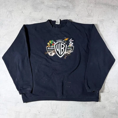 Vintage 90s Warner Brothers Looney Tunes Navy Blue Sweatshirt • Medium *flaws - Image 1 of 4