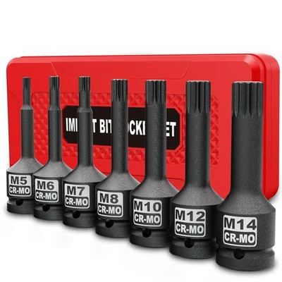3/8" Drive Master Impact XZN Bit Socket Set, 7-Pieces: M5 - M14, Cr-Mo Steel,... - Image 1 of 4