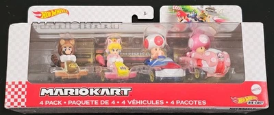 Mario Kart 4-Pack, коллекционный набор из 4 транспортных средств с Tanooki Mario, Cat Peac... - Изображение 1 из 4