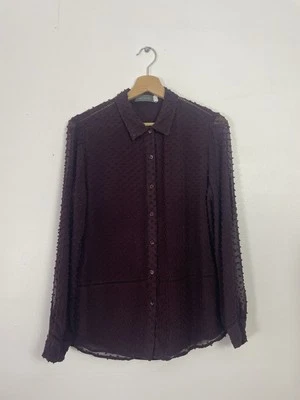 Mint Velvet Purple Chiffon Bobble Blouse Top - Sz 14 - Image 1 of 4