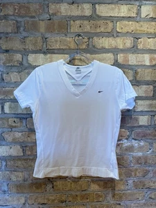 Nike Camiseta Cuello en V Mujer Talla Grande Blanco Manga Corta 95% Algodón 5% Spandex - Imagen 1 de 3