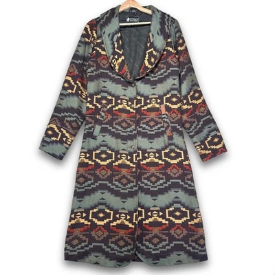 Chaqueta Larga Azteca Outback Trading Co. Mae Para Mujer M Marrón Suroeste Colorida Foto 1 de 4