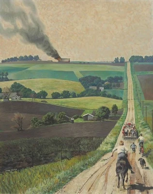 John Falter Chasing the Fire Engine : Rural Scene / Americana Art Print - Image 1 of 2