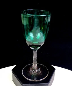 Victorian Era Glass Bristol Green 4oz Hand Blown Antique 5" Wine Glass 1880-1900 - Picture 1 of 9