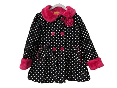Abrigo para niñas talla 6 pana lunares con piel rosa de Penelope Mack Foto 1 de 4