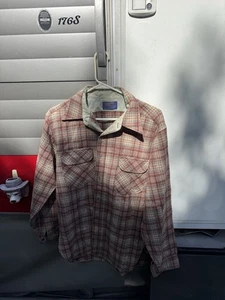 Vintage Pendleton Wool Shirt Jacket L Quilted Lining USA Red Gray Plaid CPO - Picture 1 of 3