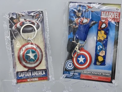 Lote 2 Chaveiros de Estanho Marvel Captain America Shield NOVO LACRADO e Cordão! - Imagem 1 de 4