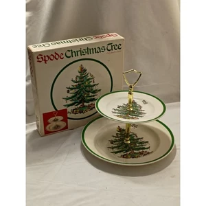 Spode Christmas Tree 2-stufiges Serviertablett - Urlaub unterhaltsam Klassiker - Bild 1 von 17