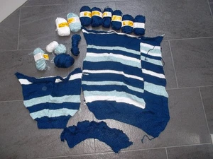 850g Strickgarn Garn 8 neue + 5 gebrauchte Knäule + 3 Strickteile Junghans Wolle - Bild 1 von 7