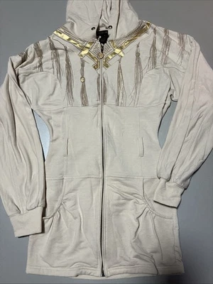 Rocawear женщин Track куртка мини-платье молнии толстовка с капюшоном кремовое золото размер средний - Изображение 1 из 4