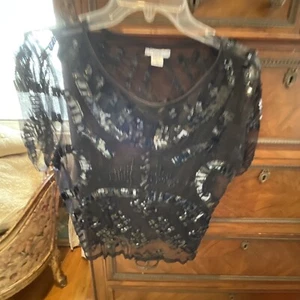Bar III Sheer sequin blouse/top size extra-large - Picture 1 of 7