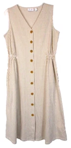 Denim & Co. Regular Seersucker Midi Dress V Neck Medium Gold A378154 Women CB24H - Picture 1 of 8