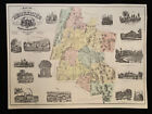CENTRAL BERKSHIRES Historical County Map 1858 Vtg Repro Color H Walling Mass