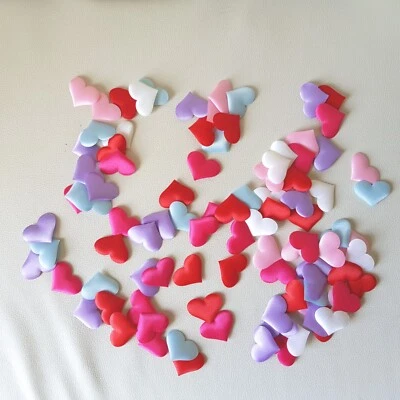 100 Multi Coloured Puffy Heart Shaped Romantic Love Wedding Confetti Decorations - Image 1 of 4
