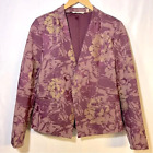 Soft Surroundings Blazer Open Front Size Large Purple Gold Tuscan Floral Glitter
