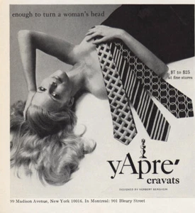 1969 Yapre Cravats: Enough To Turn a Womans Head Vintage Print Ad - Bild 1 von 1