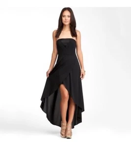 Bebe Dress Womens Small Black Strapless High Low Cut Formal Party Wedding Gown - Picture 1 of 19