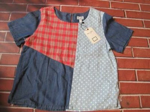 MO VINT Boho Rockabilly patchwork Shirt Blouse Top NWT size SMALL short sleeve - Picture 1 of 5