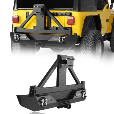 Explorer Black Steel Rear Bumper Bar w/ Tire Carrier Fit Jeep Wrangler TJ 97-06 Foto 1 de 4