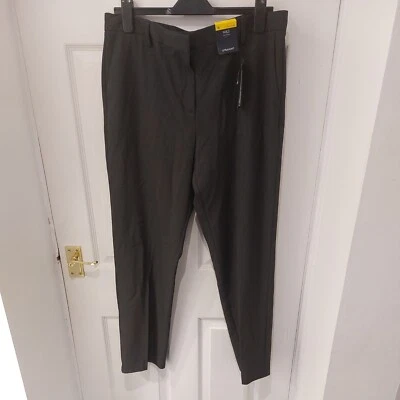 M&S collection  dark charcoal straight leg trousers 16 R work office  - Image 1 of 4