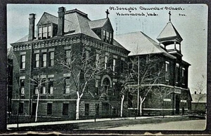 Hammond IN View of St. Joeseph's Church & School SHIPS FREE - Picture 1 of 2