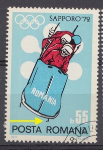 ROMANIA 1972 STAMPS JAPAN Sapporo Olympics sledge error extra dot USED - Picture 1 of 1