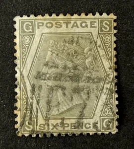 GB QV. 1872-73 6d Gris. SG125 Pl.12. Ejemplo FU y sin fallos. Cat. £300 - Imagen 1 de 2
