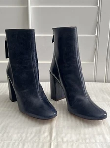 ZARA Basic Collection Blue Ankle Boots Distressed-look Genuine Leather EU 39 - Picture 1 of 9