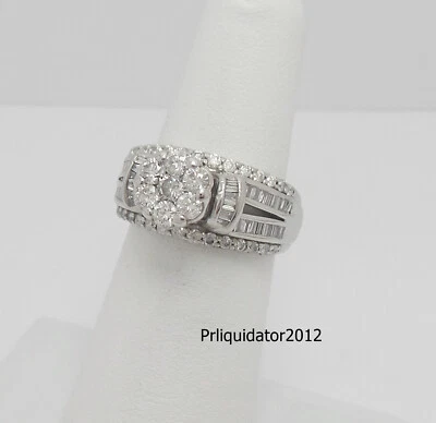 1.25CT Natural Diamond Halo Frame Engagement Wedding Ring Bridal 10K White Gold - Image 1 of 4