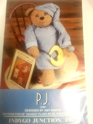 PJ 28" Stuffed Plush Bear Shirt Moon Craft Sewing Pattern Indygo Junction IJ401 - Image 1 of 4